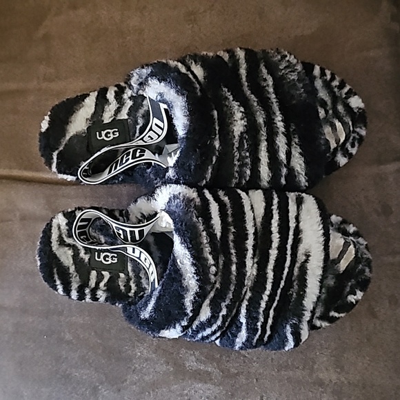 🟡UGG Fluff Yeah Slide Zebra (Womens 8) - Picture 9 of 10
